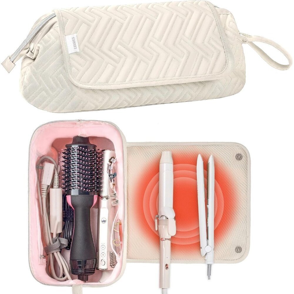 Travel Hair Tool Bag Heat Resistant Mat Organizer for Flat Irons Curlers